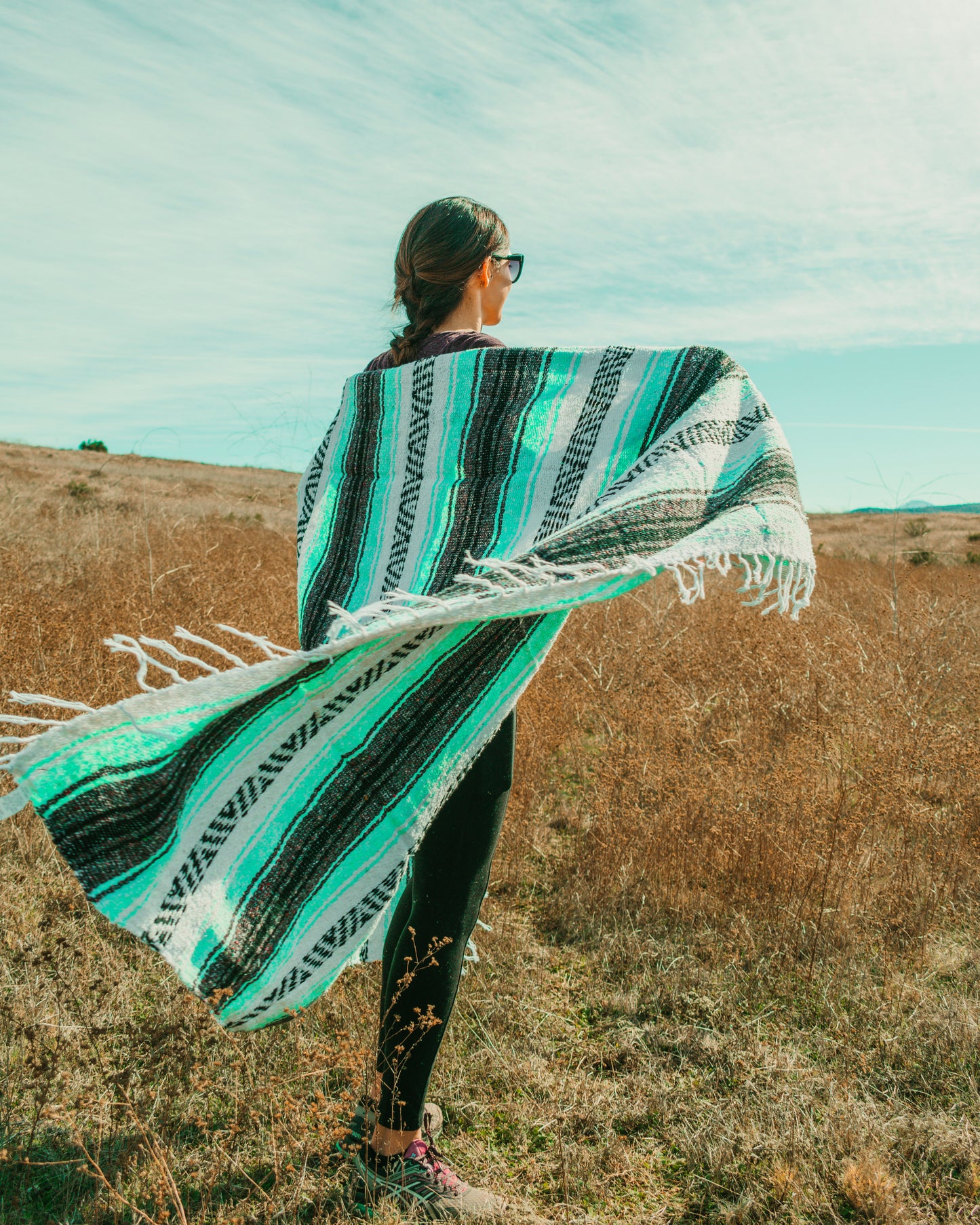 Mexican Blanket, Seafoam - for Yoga, Camping, Picnics, Travel, Beach - WHOLESALE