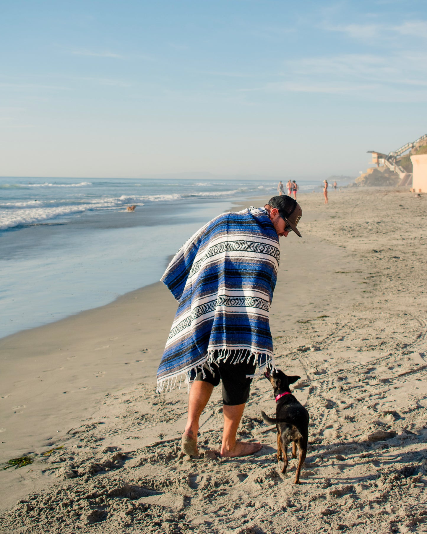 Mexican Blanket, Deep Blue - for Yoga, Camping, Picnics, Travel, Beach