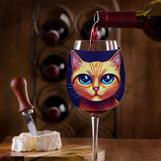 Cat Wine Glass Sleeve Coozie | 10 Adorable Cartoon Pet Portrait Deisgns